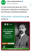 Confunde la Secretaría de Cultura de CDMX a Victoriano Huerta con Francisco I. Madero.